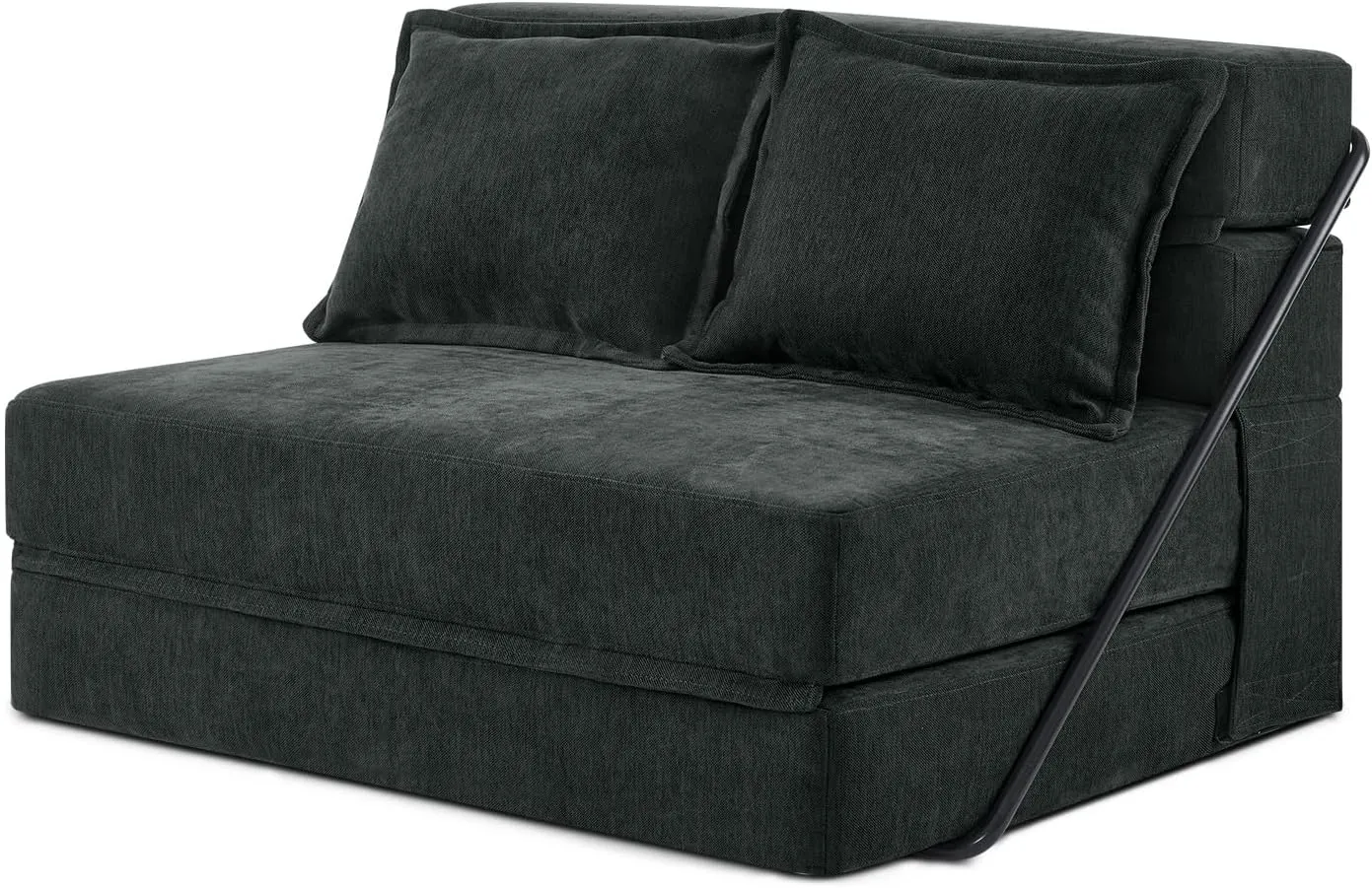VINGLI Futon Sofa Bed, 5-in-1 Convertible Sleeper Sofa Chair RV Furniture Pull Out Floor Bed Couch for Small Spaces, Living Room, Bedroom with 2 Throw Pillows, Carry Bag