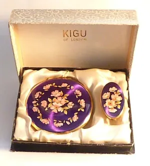 Vintage boxed Kigu compact set vanity set unused compact mirrors for sale