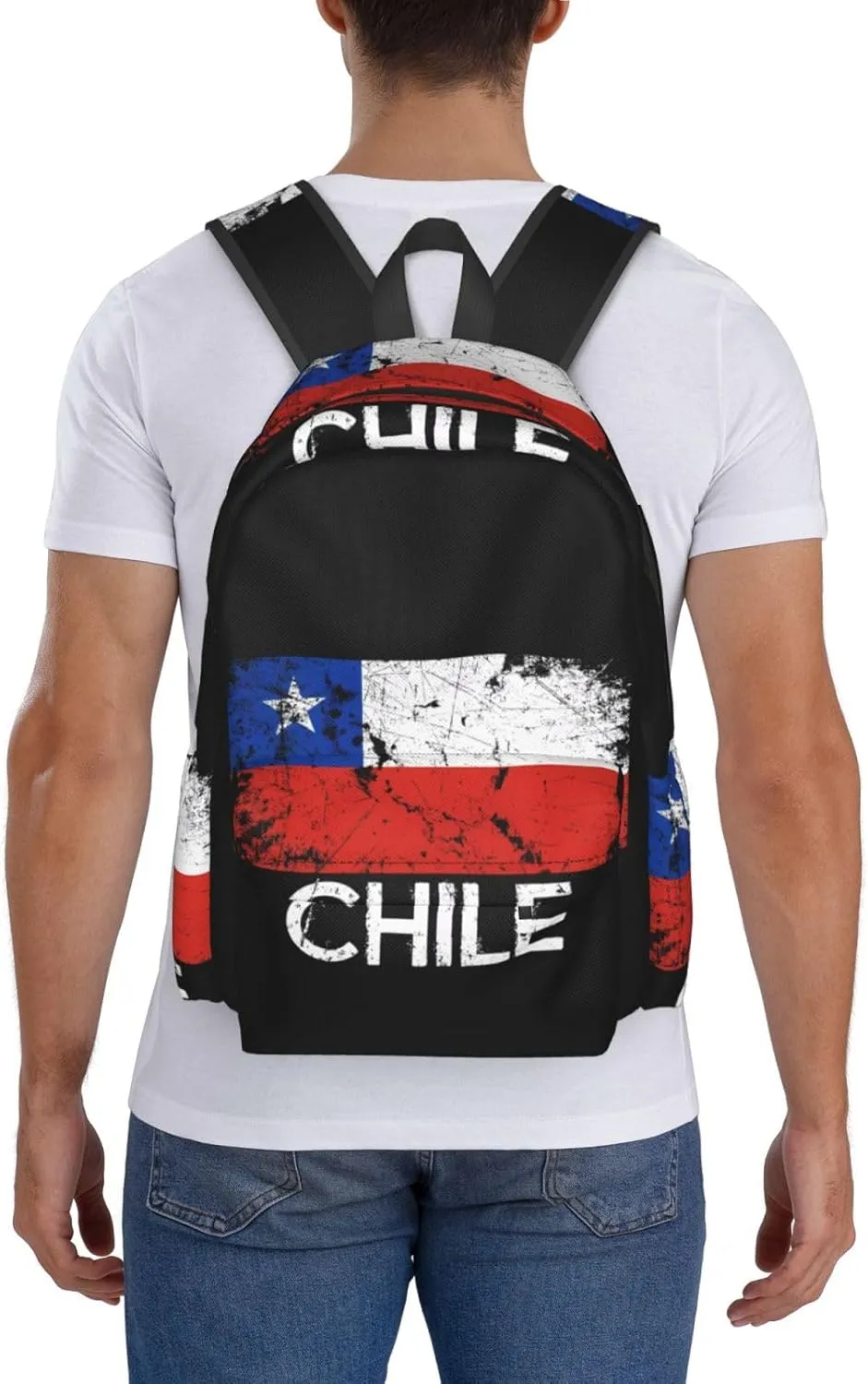 Vintage Chile Chilean Flag Backpack Large Capacity Backpack Lightweight Double Shoulder Bag For Women Men Travel