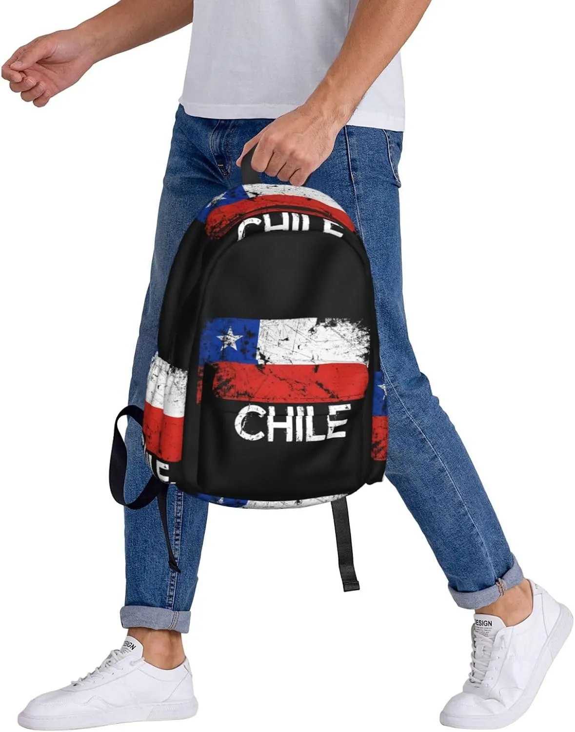 Vintage Chile Chilean Flag Backpack Large Capacity Backpack Lightweight Double Shoulder Bag For Women Men Travel