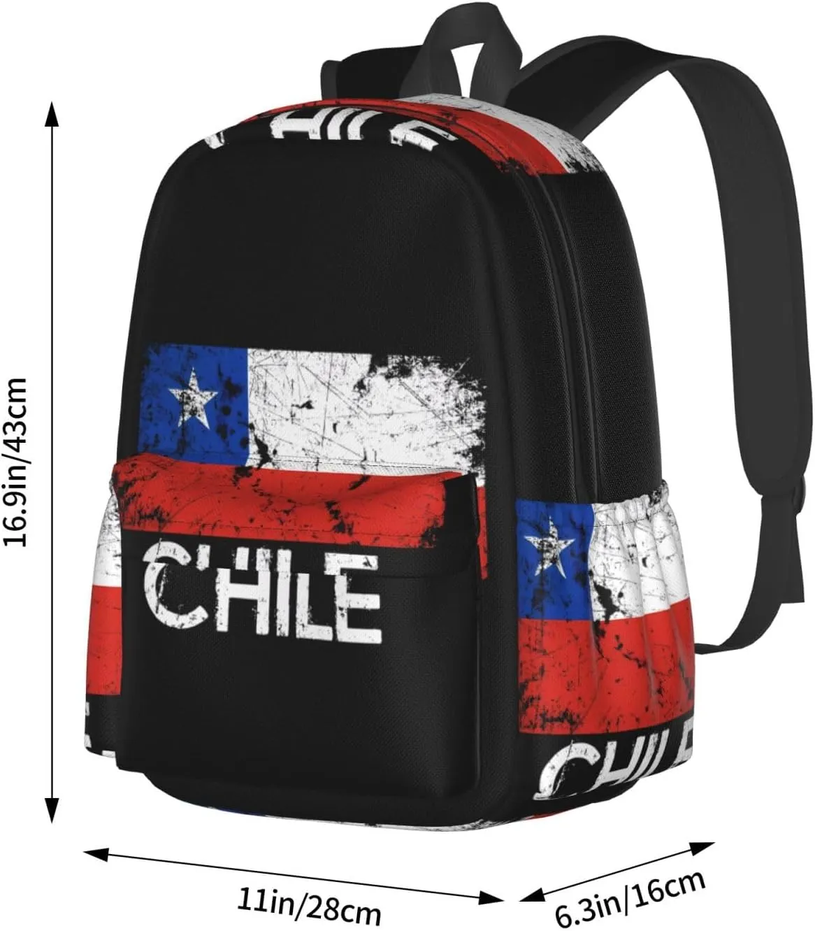 Vintage Chile Chilean Flag Backpack Large Capacity Backpack Lightweight Double Shoulder Bag For Women Men Travel