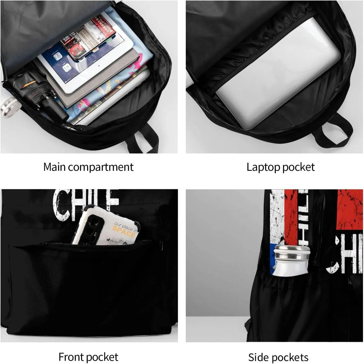 Vintage Chile Chilean Flag Backpack Large Capacity Backpack Lightweight Double Shoulder Bag For Women Men Travel