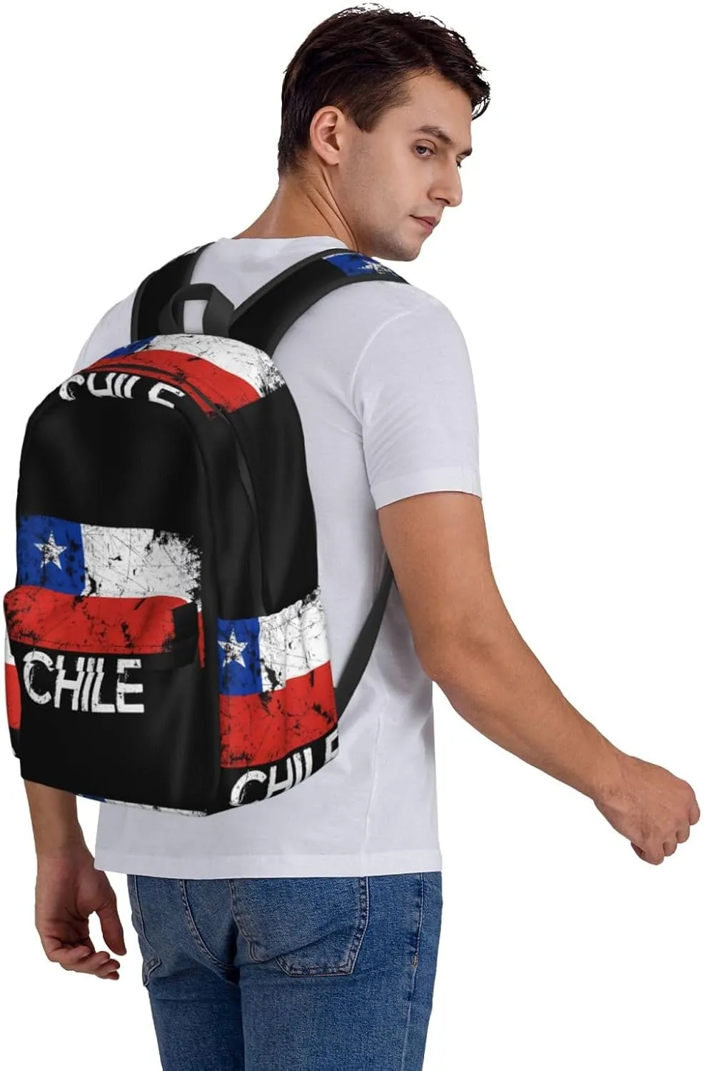 Vintage Chile Chilean Flag Backpack Large Capacity Backpack Lightweight Double Shoulder Bag For Women Men Travel
