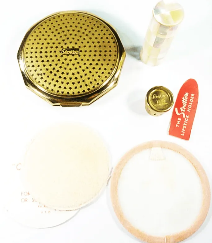 Vintage Compact And Lipstick Case Set 1960 Unused