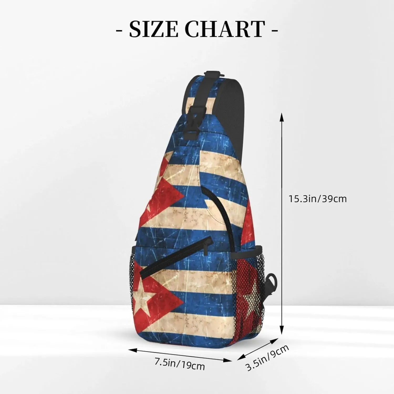 Vintage Cuban Flag Crossbody Bag Cross Chest Bag Adjustable Sling Backpack Sports Gym Shoulder Bags Travel Cycling Daypack Diagonally Casual Rucksack