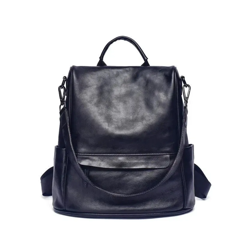 Vintage Style Anti-Theft Leather Backpack