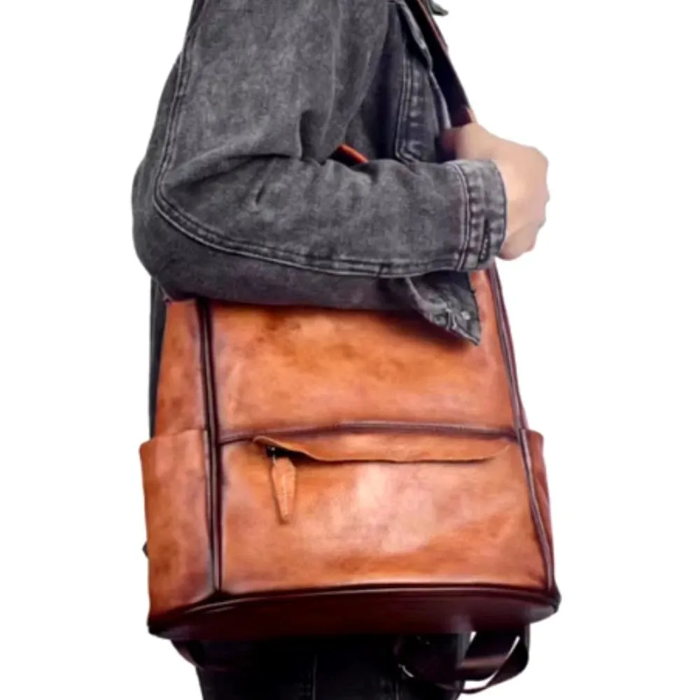 Vintage Style Anti-Theft Leather Backpack