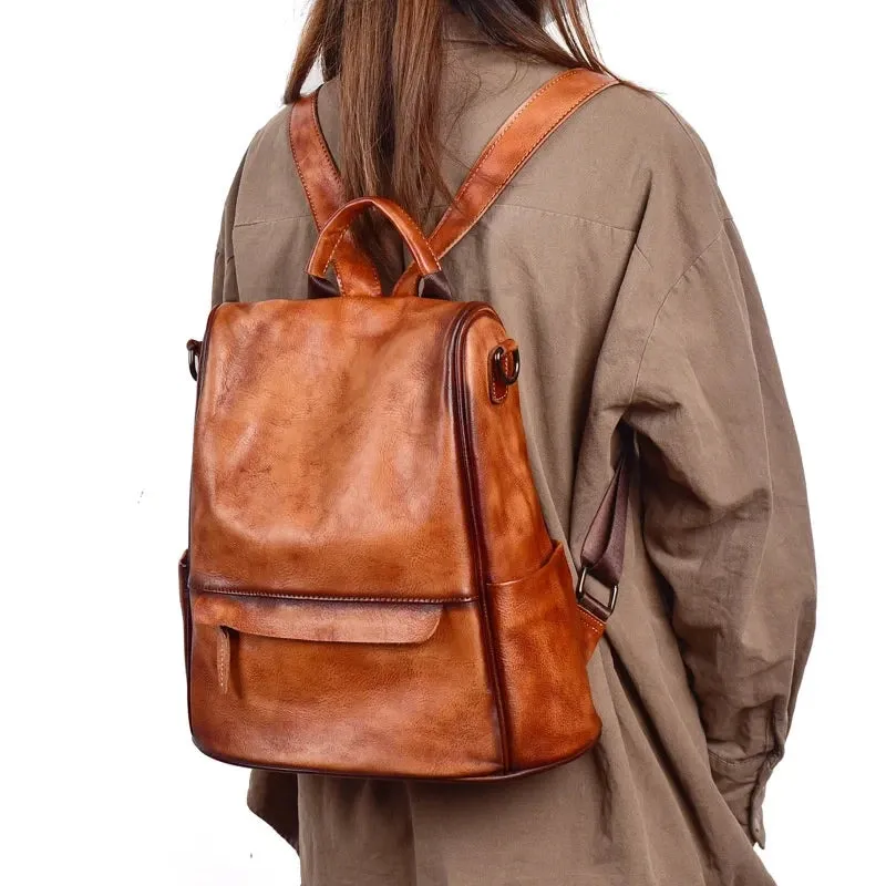 Vintage Style Anti-Theft Leather Backpack