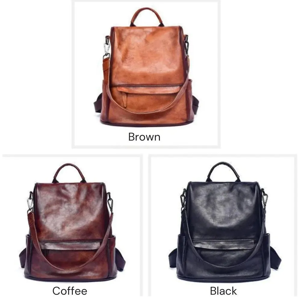 Vintage Style Anti-Theft Leather Backpack