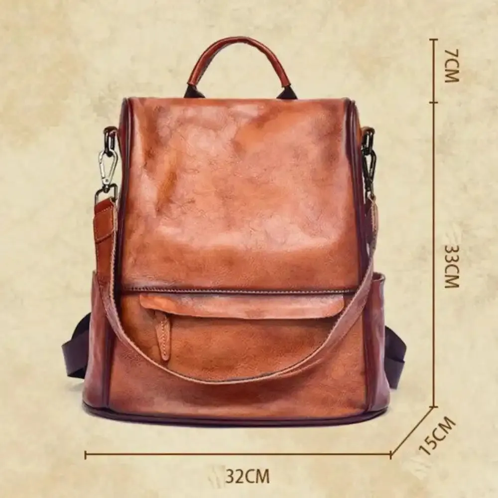Vintage Style Anti-Theft Leather Backpack