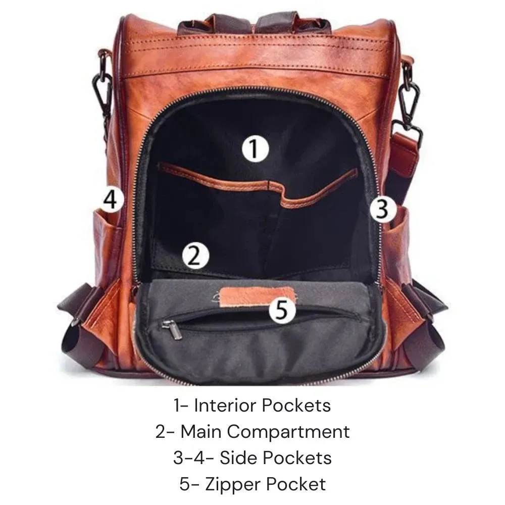 Vintage Style Anti-Theft Leather Backpack