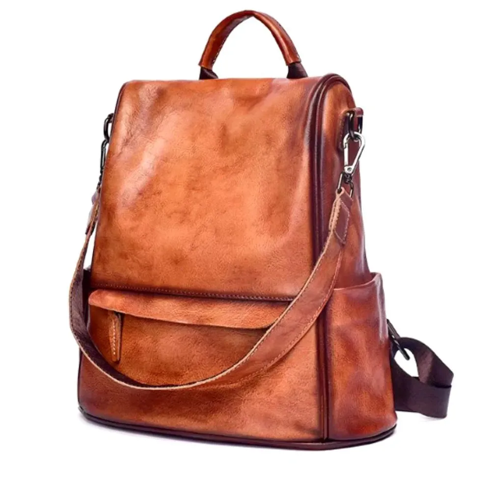 Vintage Style Anti-Theft Leather Backpack