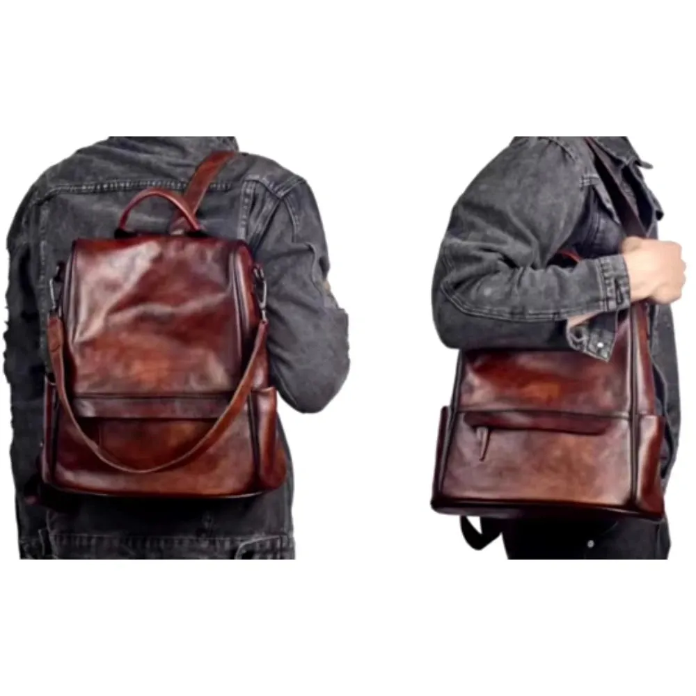 Vintage Style Anti-Theft Leather Backpack