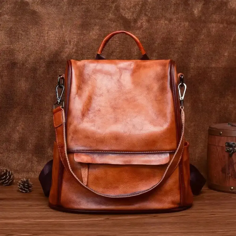 Vintage Style Anti-Theft Leather Backpack