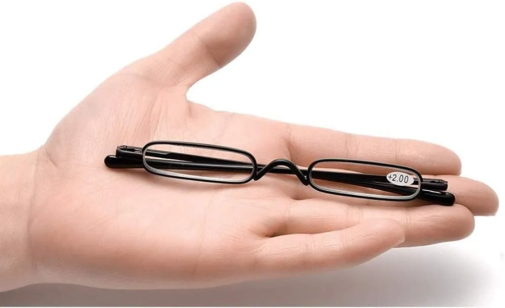 Viseng 3 pairs Slim Mini Metal Reading Glasses Compact Lightweight Portable Readers with Glasses Case for Reading Case  3.5