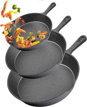 vivicreate Cast Iron Skillet Set of 3 – Pre-Seasoned Sartenes de Hierro Fundido – 6", 8", 10" Frying Pans for Stove, Oven, Grill – Heavy Duty Sartén Hierro Fundido Cookware Set
