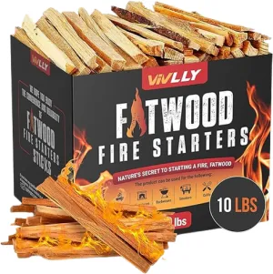 Vivlly 10lb Fatwood Fire Starter Pack – Resin-Rich Kindling for Fires & Survival
