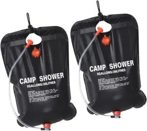 VOSAREA Solar Shower Bags for Camping 20l Outdoor Camp Shower Kit Portable Hiking Water Heater 2 Pack Leakproof