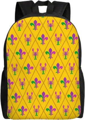 VOSERY Travel Laptop Backpack for Men Women with Adjustable Padded Shoulder Straps, Crayfish Fleur de lis Waterproof Backpack with Laptop Sleeve, Computer Backpack Bag Fit 15 Inch Laptop