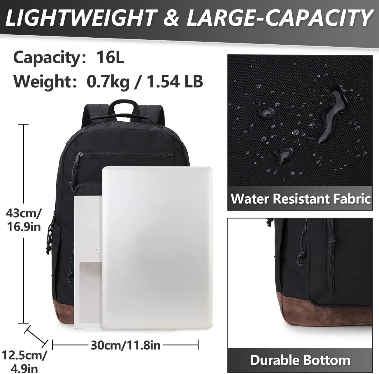 VX VONXURY Backpack for Men Women,Lightweight Bookbag with Mulitiple Pockets,Classical Water Resistant Travel Backpack