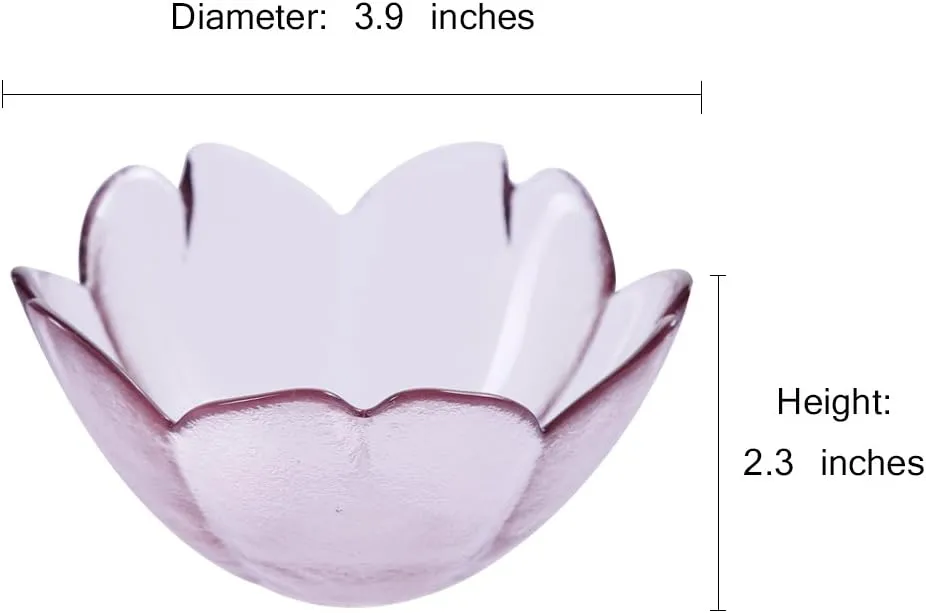 WAIT FLY 6pcs Sakura Shaped Glass Seasoning Dishes/Tea Bag Holders/Ketchup Saucer/Appetizer Plates/ Salad Bowls