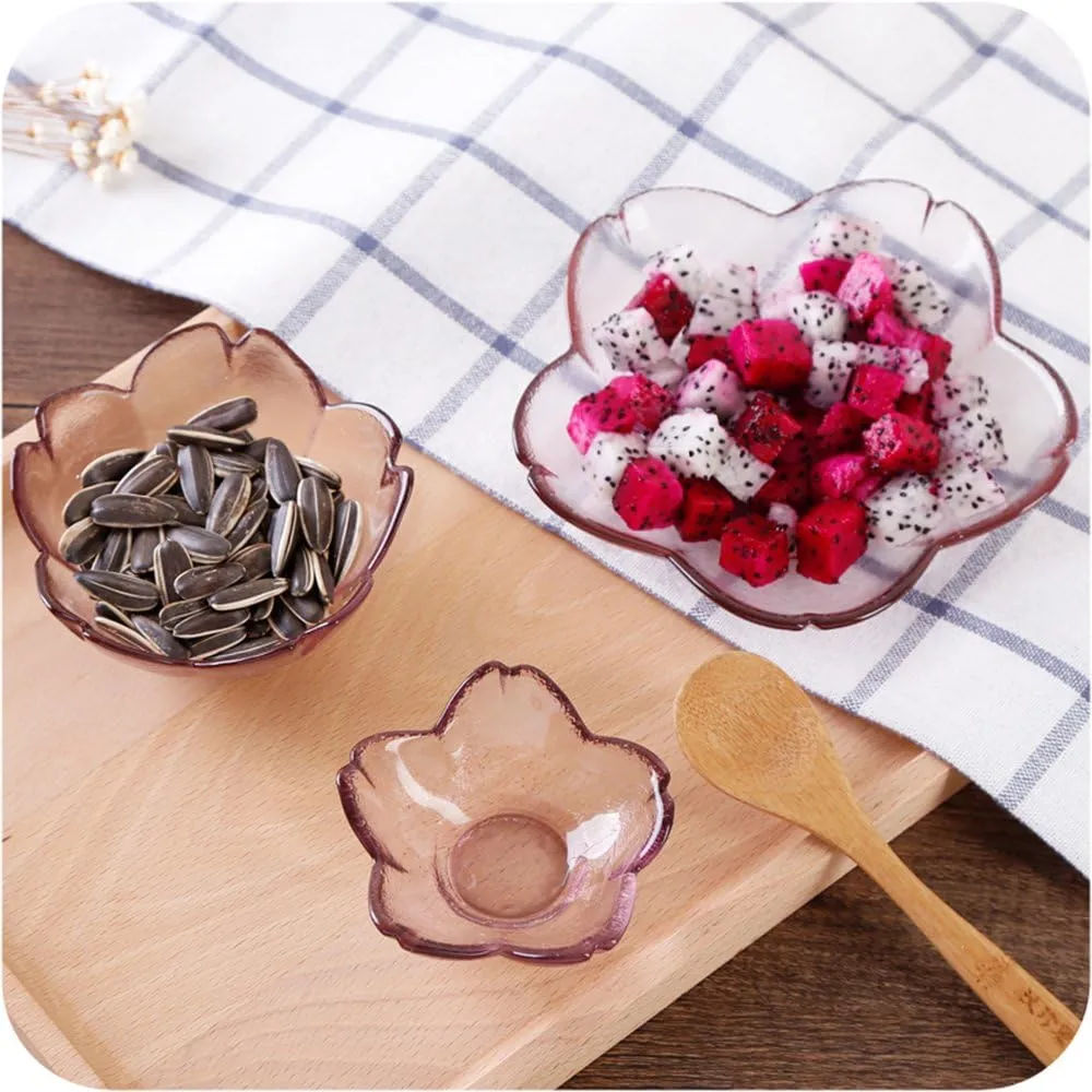 WAIT FLY 6pcs Sakura Shaped Glass Seasoning Dishes/Tea Bag Holders/Ketchup Saucer/Appetizer Plates/ Salad Bowls