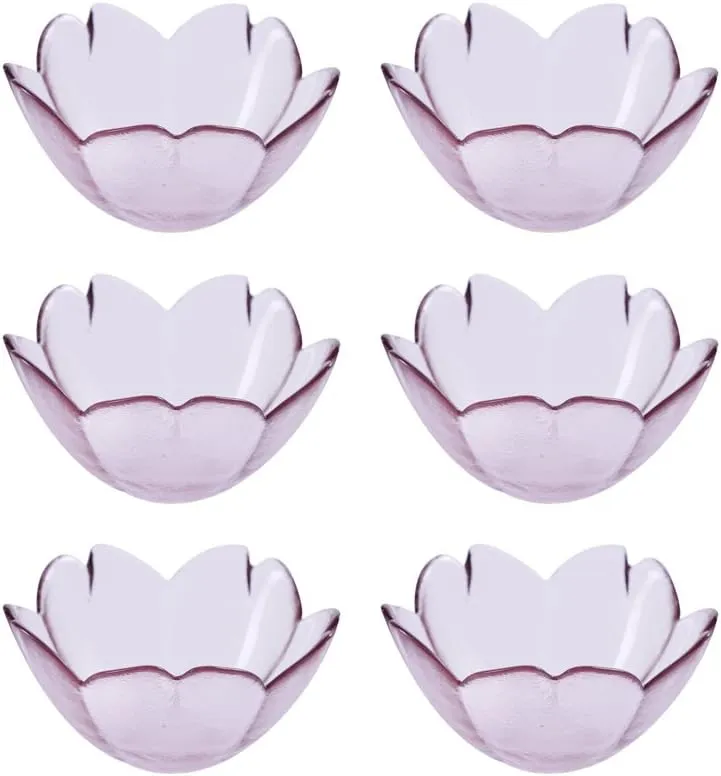 WAIT FLY 6pcs Sakura Shaped Glass Seasoning Dishes/Tea Bag Holders/Ketchup Saucer/Appetizer Plates/ Salad Bowls