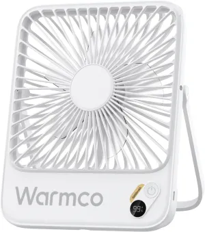 Warmco 10000mAh Portable Travel Fan 7-inch, [10-24H Runtime] Ultra-thin Digital Display Mini Desk Battery Operated Fan for Bedroom, Camping, Cruise Essentials 2025