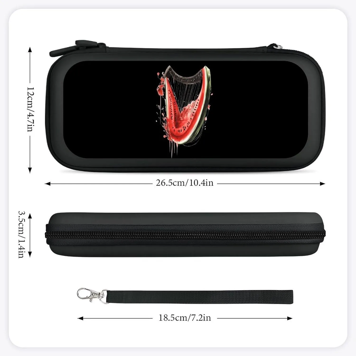 Watermelon Harp Compatible with Switch Carrying Case Hard Travel Game Bag Pouch with 15 Games Accessories