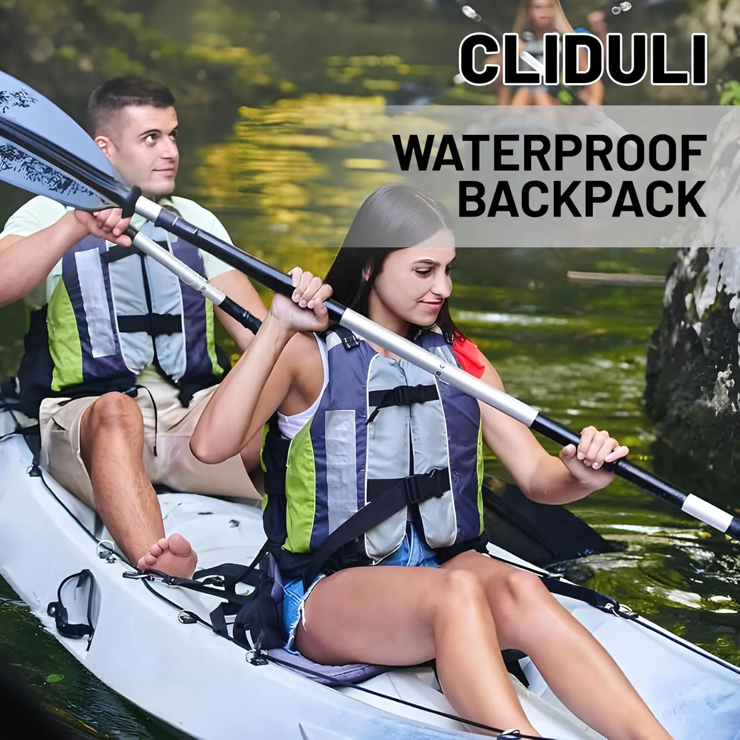 Waterproof Dry Bag,Roll Top Black and White Stripes Waterproof Backpack 5L/10L/20L Floating and Lightweight Bags for Kayaking, Boating, Fishing, Swimming and Camping with Waterproof Phone Case
