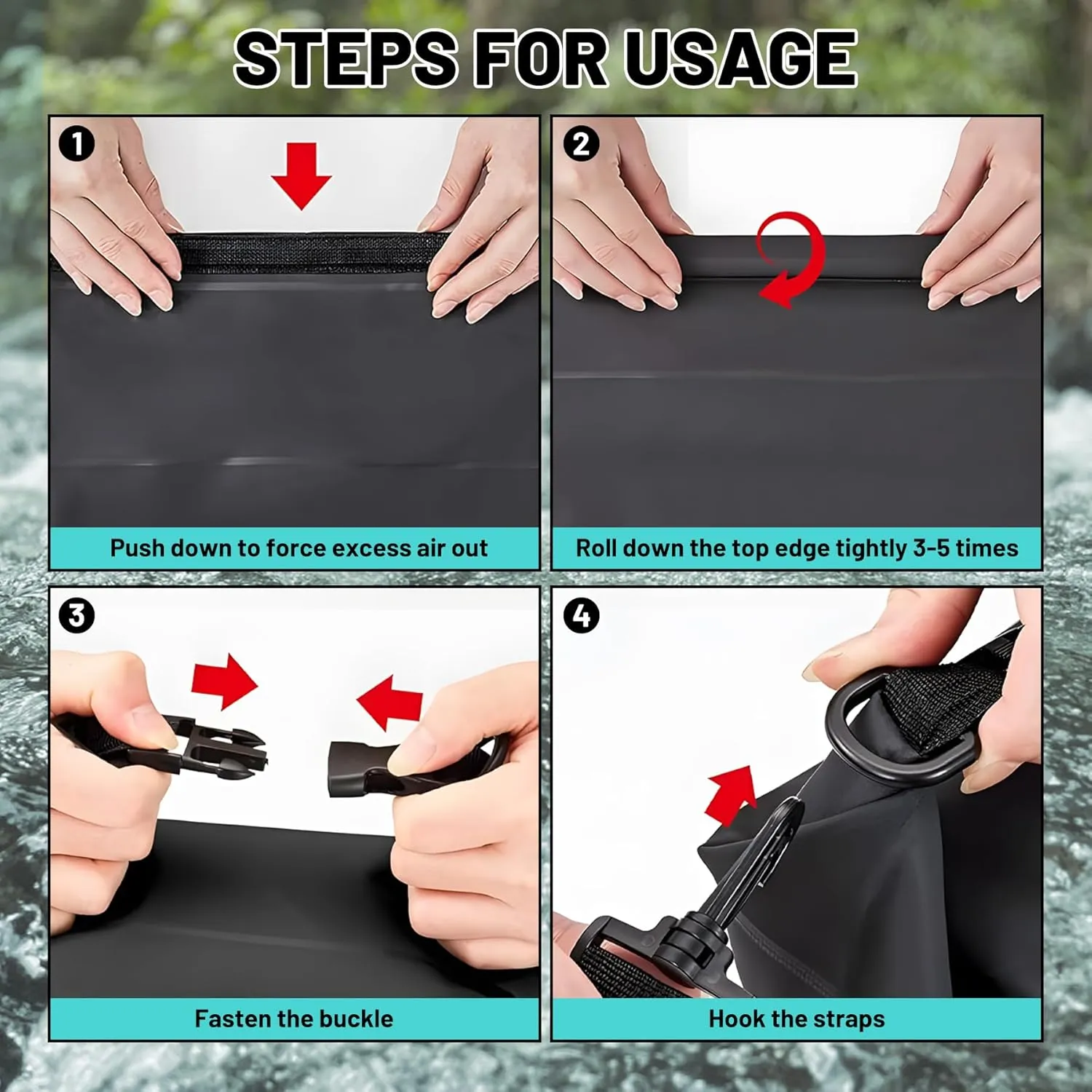 Waterproof Dry Bag,Roll Top Black and White Stripes Waterproof Backpack 5L/10L/20L Floating and Lightweight Bags for Kayaking, Boating, Fishing, Swimming and Camping with Waterproof Phone Case