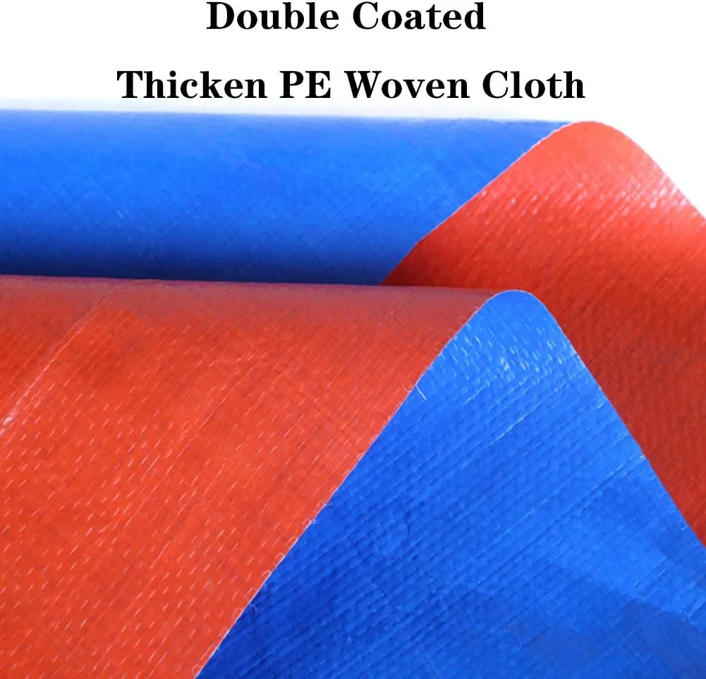 Waterproof Lightweight Tarpaulin Cover Ground Sheet Cover Heavy Duty Tarp Camping Sheet with Eyelets, for Canopy Tent Garden Pool Truck,Blue,3x3m (Blue 10x15m)