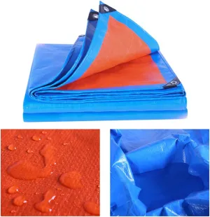 Waterproof Lightweight Tarpaulin Cover Ground Sheet Cover Heavy Duty Tarp Camping Sheet with Eyelets, for Canopy Tent Garden Pool Truck,Blue,3x3m (Blue 10x15m)