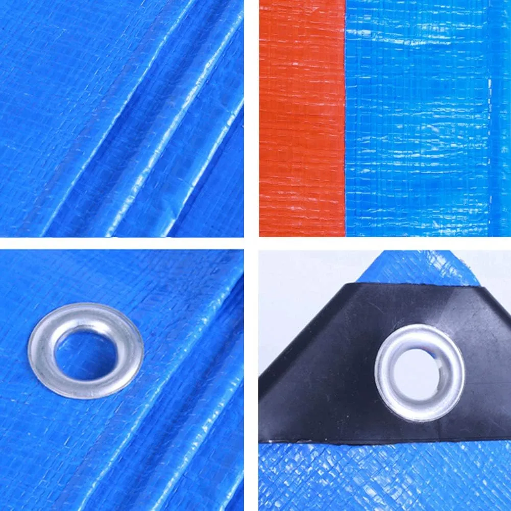 Waterproof Lightweight Tarpaulin Cover Ground Sheet Cover Heavy Duty Tarp Camping Sheet with Eyelets, for Canopy Tent Garden Pool Truck,Blue,3x3m (Blue 10x15m)