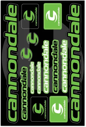 Waterproof Sticker Set Compatible with Cannondale Green, Precision Cut Around Shape, Sheet Size 30x20cm, CC032GREEN