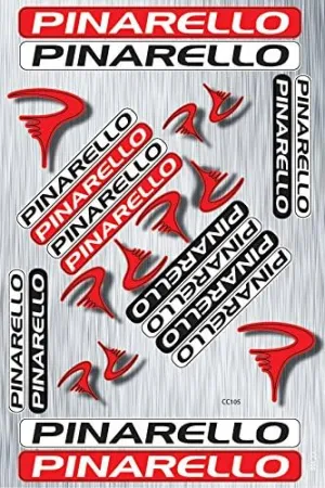 Waterproof Sticker Set Compatible with Pinarello, Precision Cut Around Shape, Sheet Size 30x20cm - CC105