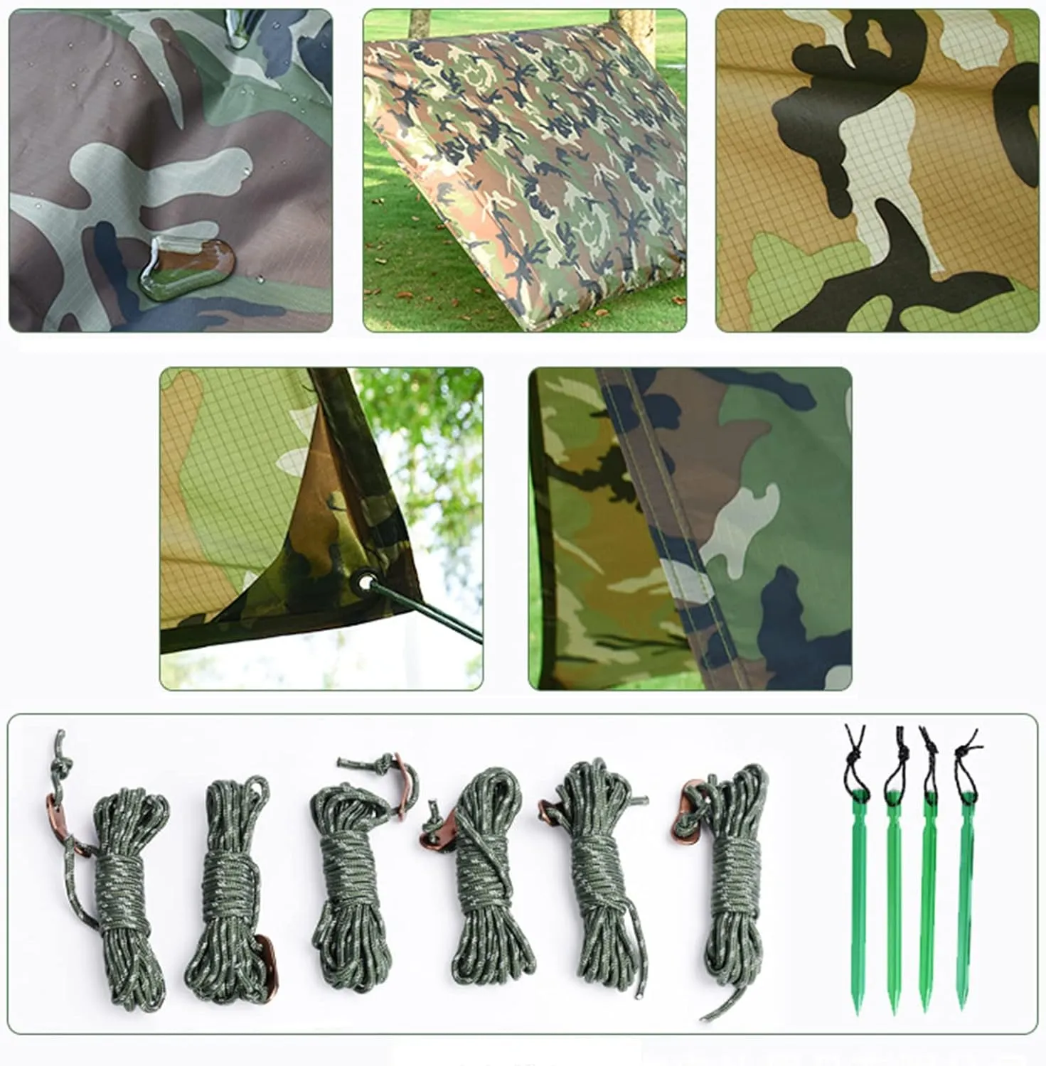 Waterproof Tent Tarp for Under Tent, Lightweight Portable Camping Tarp Shelter, PU 5000 Waterproof, Tarp Canopy for Camping Outdoor Adventure
