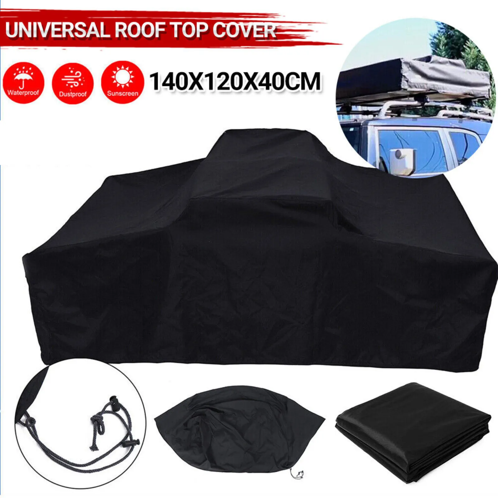 Waterproof Travel Camping Trailer Cover 1.4m Universal Roof Top Tent Camper