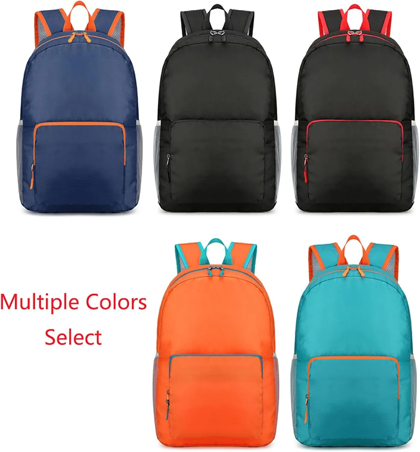 Waterproof Ultralight Foldable Backpack for Outdoor Travel & Camping, 16-Inch Packable Daypack (Black Red)