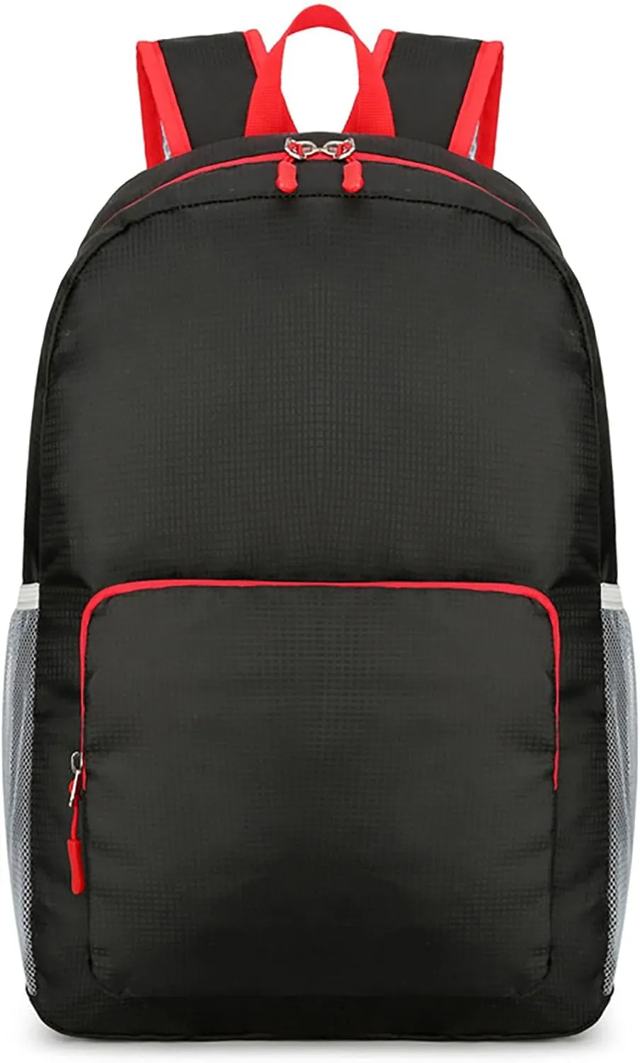 Waterproof Ultralight Foldable Backpack for Outdoor Travel & Camping, 16-Inch Packable Daypack (Black Red)