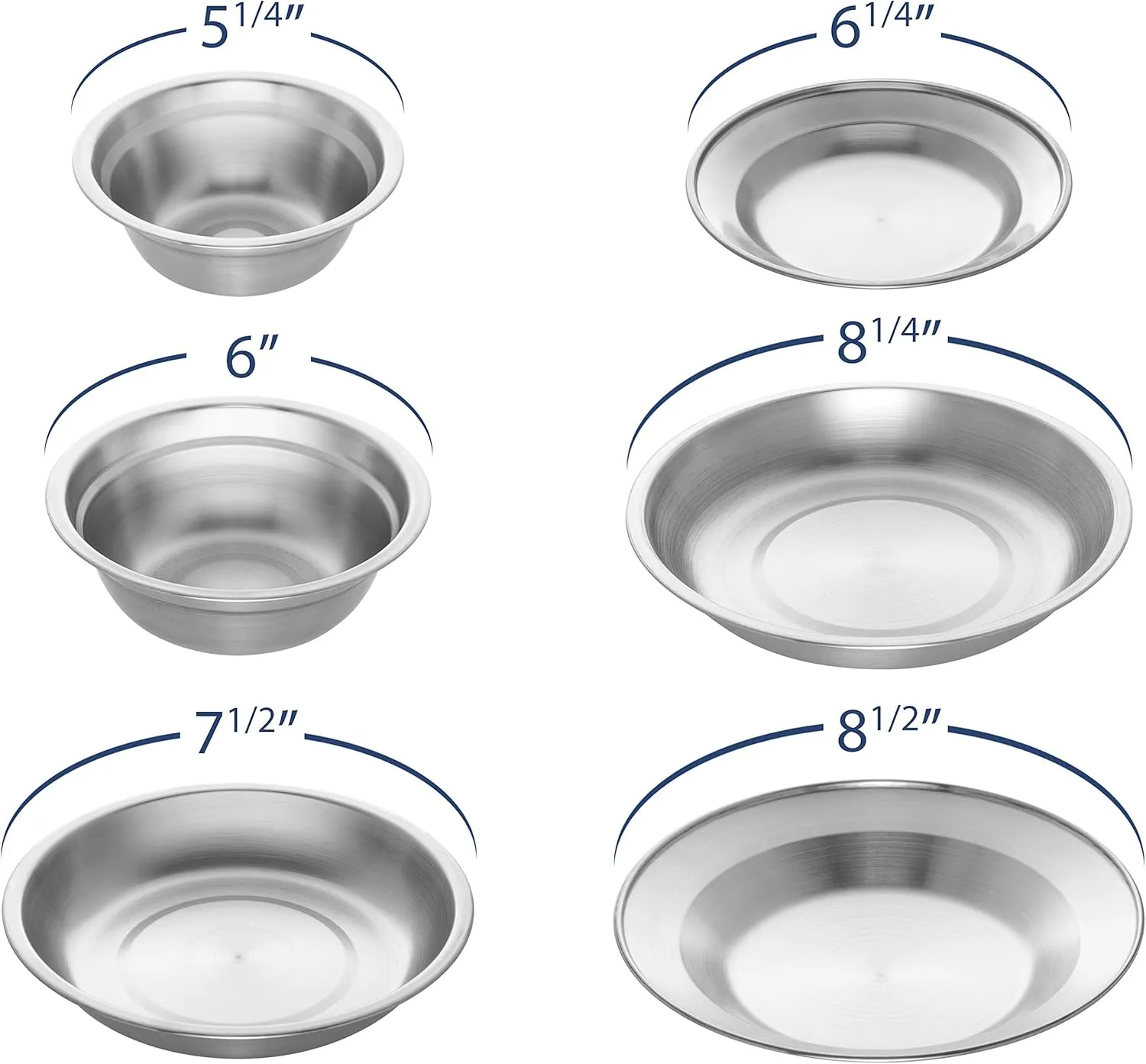 Wealers Stainless Steel Plates and Bowls Camping Set Small and Large Dinnerware for Kids, Adults, Family | Camping, Hiking, Beach, Outdoor Use | Incl. Travel Bag (24 Piece Set)
