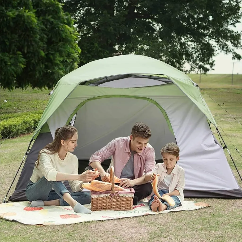 Weatherproof Tents 4-6 People Double-Layer Tent, Rainproof and Sunshade Outdoor Camping Tent, Easy to Build Family Park Tent Camping and Hiking Tents