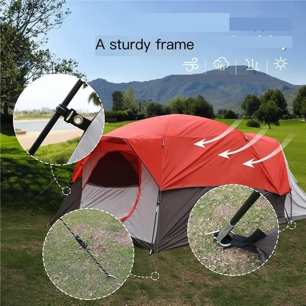 Weatherproof Tents 4-6 People Double-Layer Tent, Rainproof and Sunshade Outdoor Camping Tent, Easy to Build Family Park Tent Camping and Hiking Tents