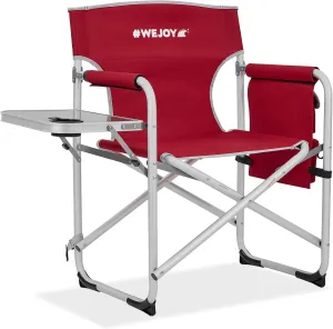 #WEJOY Camping Directors Chairs Heavy Duty Oversized Portable Folding Camping Chair with Side Table, Pocket for Beach Fishing Trip Picnic Lawn Concert
