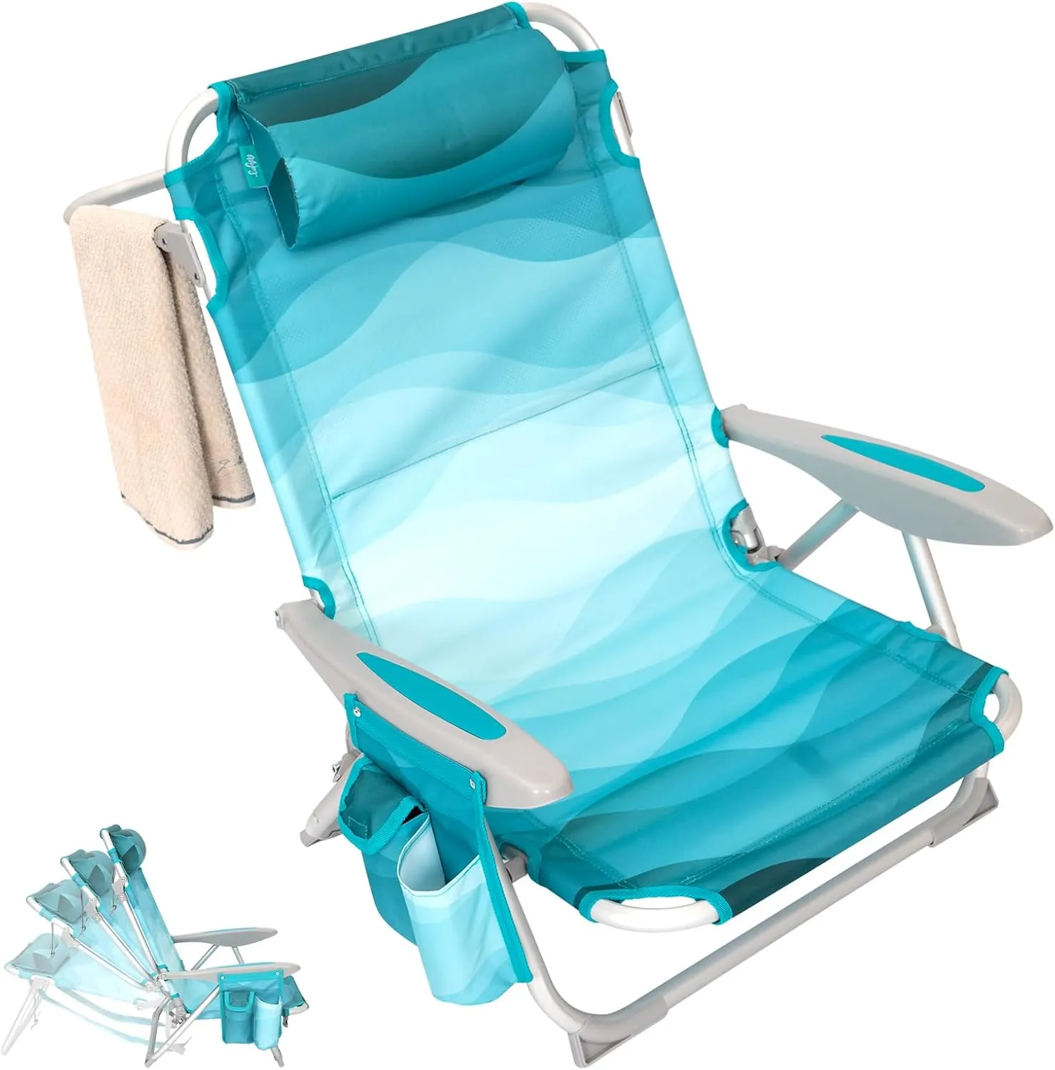 WEJOY Folding Beach Chair for Adults – 4-Position Adjustable