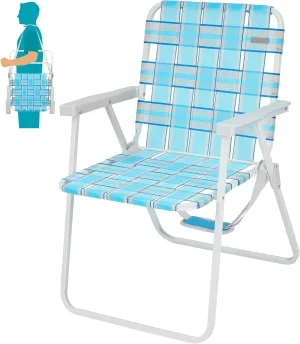 #WEJOY Folding Webbed Lawn Beach Chair - Heavy Duty Portable Outdoor Chair with Hard Armrest for Camping,Garden,Concerts,Festivals and Sand Picnic BBQ,265 LBS