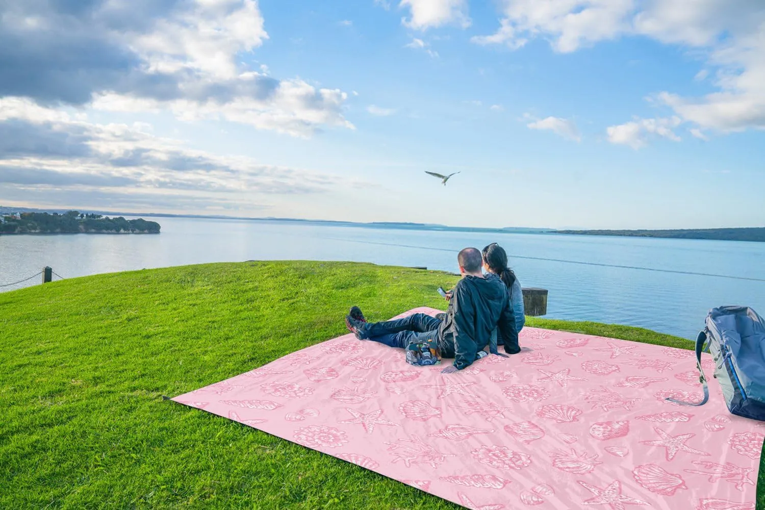 WEKAPO Beach Blanket Waterproof Sandproof Oversized, Extra Large Beach Mat Sand Free, Lightweight & Compact Sand Free Mat with 6 Stakes & 4 Corner Pockets