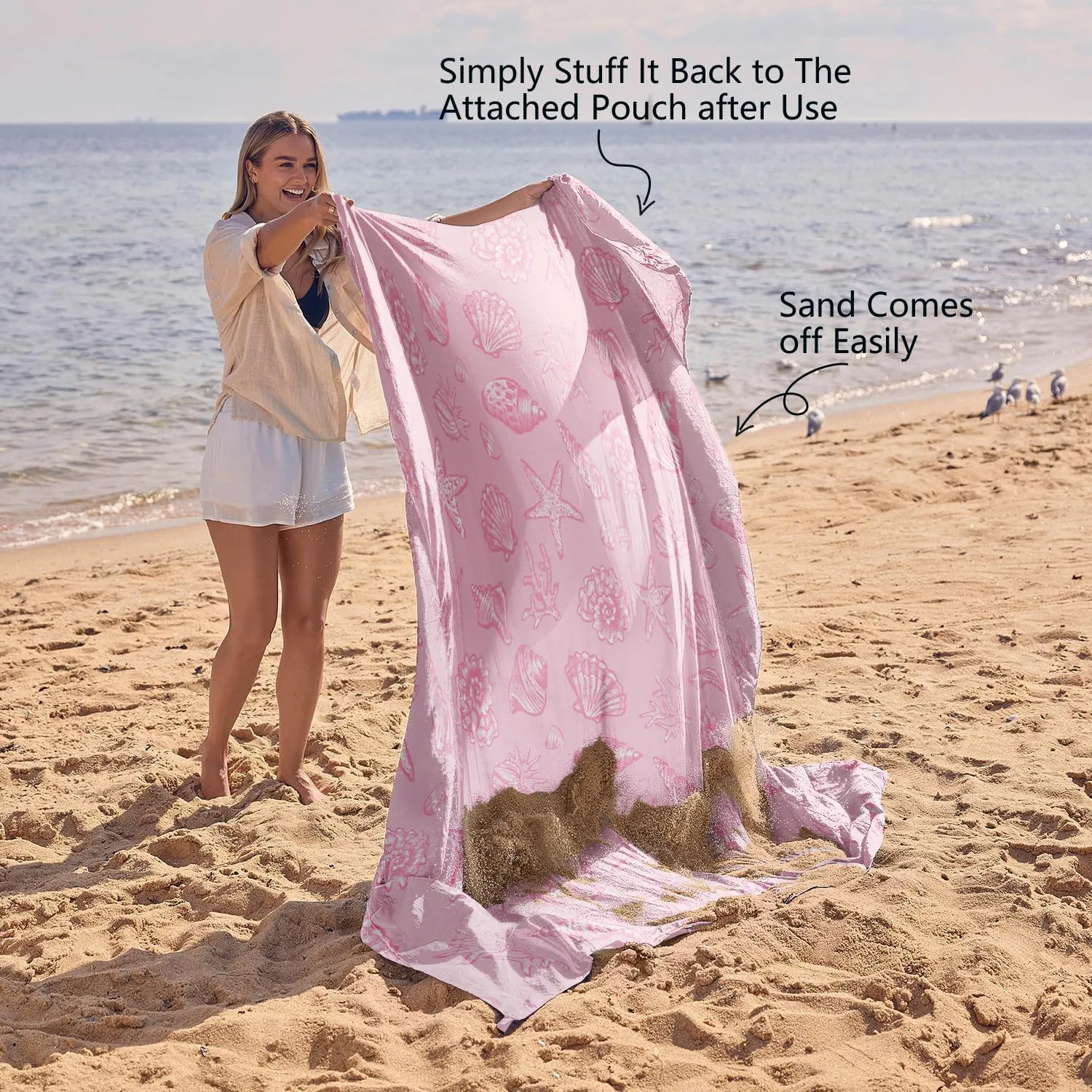 WEKAPO Beach Blanket Waterproof Sandproof Oversized, Extra Large Beach Mat Sand Free, Lightweight & Compact Sand Free Mat with 6 Stakes & 4 Corner Pockets