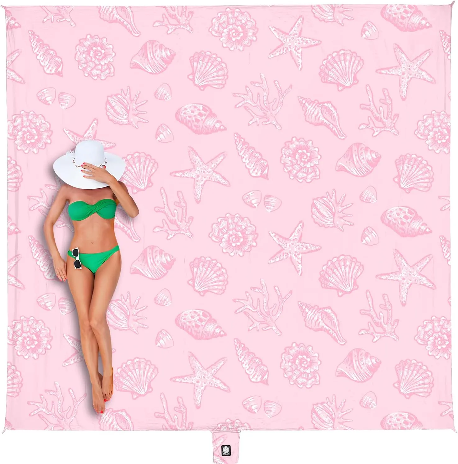 WEKAPO Beach Blanket Waterproof Sandproof Oversized, Extra Large Beach Mat Sand Free, Lightweight & Compact Sand Free Mat with 6 Stakes & 4 Corner Pockets