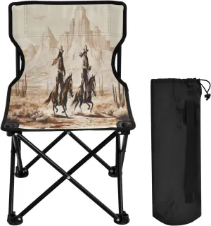Western Riding Prodigal Son Portable Outdoor Folding Chair Anti-Slip Padded Oxford Cloth Stool Camping Chair Small for Beach Hiking Fishing Gardening Quad Camp Chair